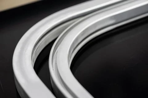 A stack of aluminum structural profiles Stock Photos