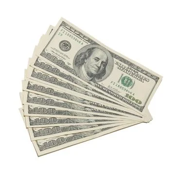 Stack of american dollars Stack of american dollars isolated on white. Cop... Stock Photos