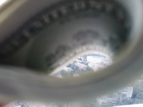 Stack of american dollars on urban background. A lot of American dollars on t Foto stock