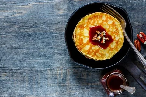 Stack of american pancakes Stock Photos