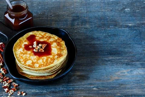 Stack of american pancakes Stock Photos