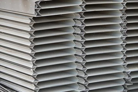 Stack of anodized aluminum profile with shape extrusion Stock Photos