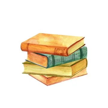 A stack of antique old books, for reading poetry and prose. Vintage waterco.. Stock-Illustration