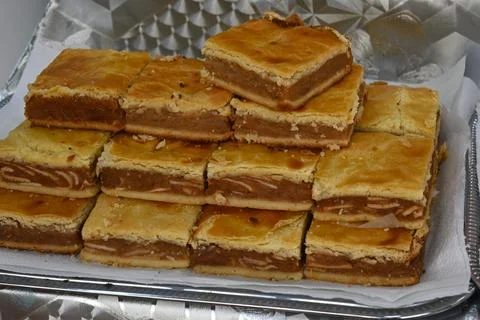 Stack of apple strudel squares 스톡 사진