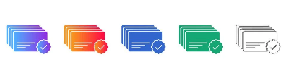Stack of Approved Cards Icon Collection for Digital Services 库存插图
