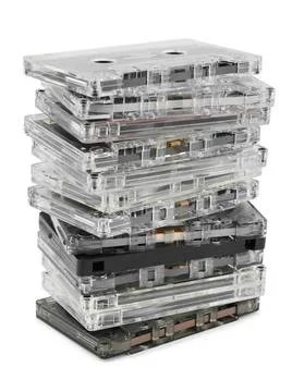 Stack of audio cassettes Stack of audio cassettes isolated on white backgr... Foto stock