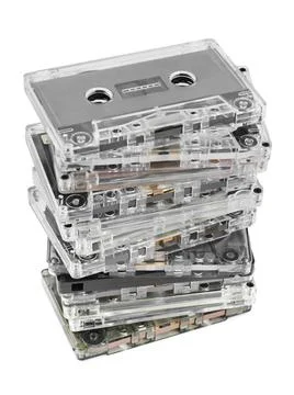 Stack of audio cassettes Stack of audio cassettes isolated on white backgr... Foto stock