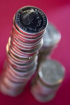 Stack of australian dollar coins Stock Photos