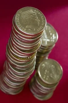 Stack of australian dollar coins Stock Photos