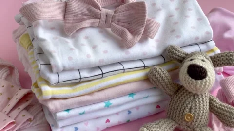 Stack of Baby bodysuits Stock Footage 274136090