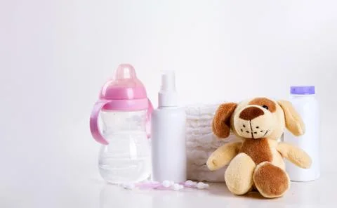 Stack of baby disposable diapers Stock Photos