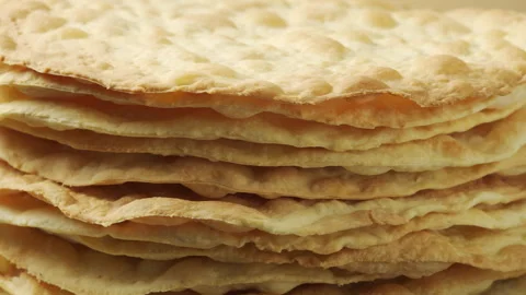 Stack of Baked Cake Layers Rotating. Close-up Stock Footage 324160500