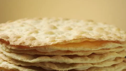 Stack of Baked Cake Layers Rotating. Close-up Stock Footage 324160789