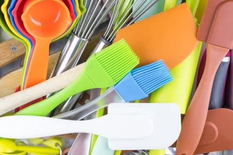 Stack of Baking tools and different shapes Stock Photos