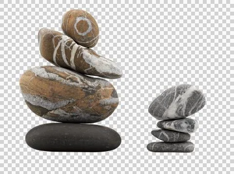 Stack of balanced zen stones isolated on white background Stock Photos