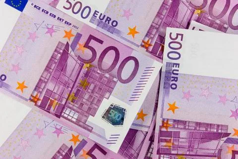 A stack of banknotes of 500 euro, background close-up. Fotos de archivo
