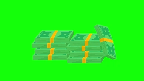 Stack of banknotes, animated stacked green banknotes, cash, business, finan.. Stock Footage 322713750