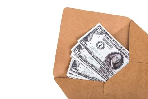 Stack of Banknotes in Envelope Stockfoto's