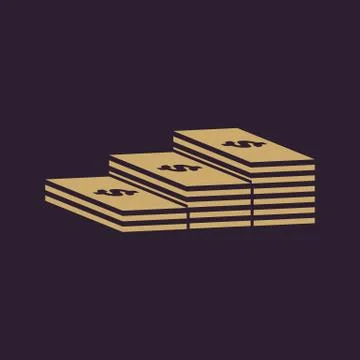 The stack of banknotes icon. Greenback, bank note, money symbol. Flat Illustrazione stock