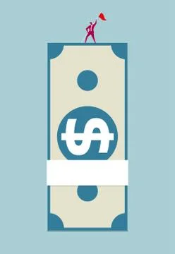 A stack of banknotes. Isolated on blue background. Stock Illustration