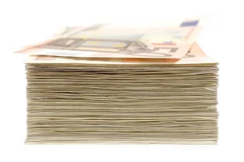 Stack of Banknotes Isolated on a White Background Photos