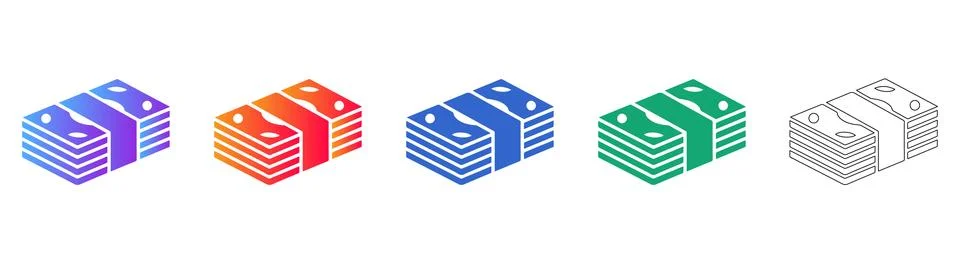 Stack of Banknotes Isometric Icons Stock Illustration
