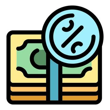 Stack of banknotes with percentage symbol showing interest rate or inflation Illustrazione stock