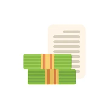 Stack of banknotes representing loan agreement with paper document behind Illustrazione stock