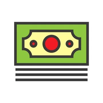 Stack of Banknotes vector, Online shopping filled style icon editable outline Stock Illustration