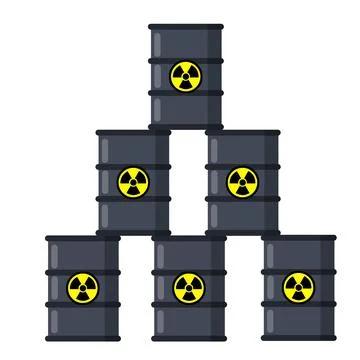 Stack of Barrel of radioactive fuel. Dangerous object. Stockillustratie