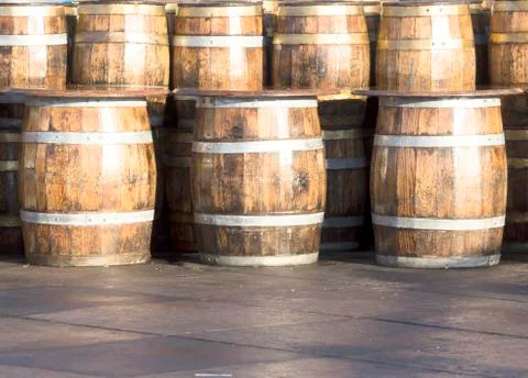 Stack of barrels isolated Stock Photos