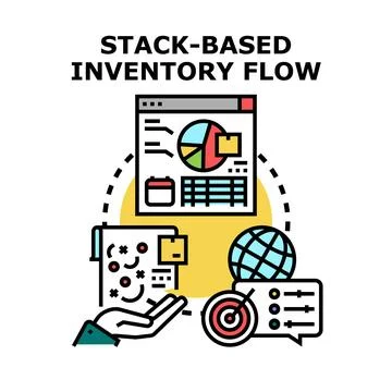 Stack based inventory flow concept vector illustration Stock Illustration