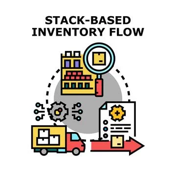 Stack based inventory flow management process concept 스톡 일러스트