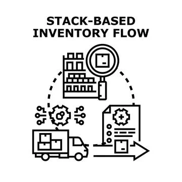 Stack based inventory flow management process concept 스톡 일러스트