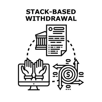 Stack based withdrawal process for online financial transactions Stock Illustration