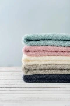 Stack of bath towels Fotos Stock