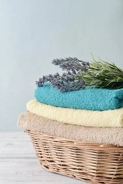 Stack of bath towels Foto stock