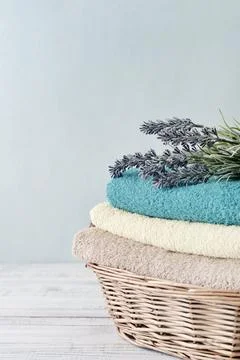 Stack of bath towels Foto stock
