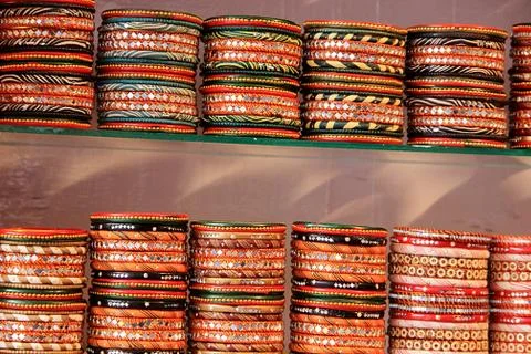 Stack of Beautiful Bangles Stock Photos