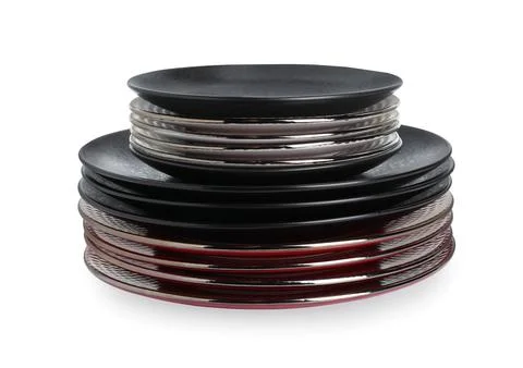 Stack of beautiful ceramic plates isolated on white Stock Photos