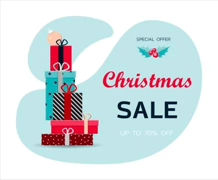 A stack of beautiful gifts for the new year s sale and black Friday. Christmas Stock Illustration