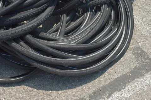 Stack of bicycle tires Stock Photos