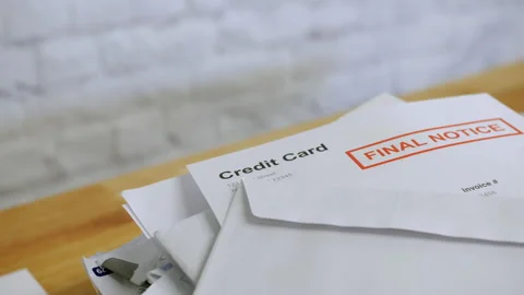 A stack of bills and letters with final notice for credit card debts Stock Footage 219458437
