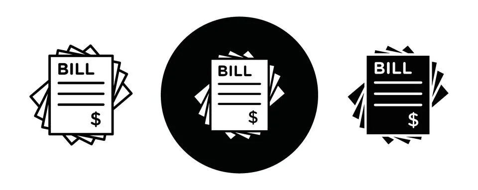 Stack of bills outline icon collection or set. Stack of bills Thin vector l.. Illustrazione stock