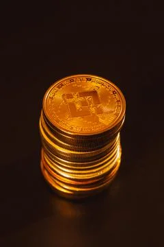 Stack of binance coins Stock Photos