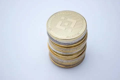 Stack of binance coins Stock Photos