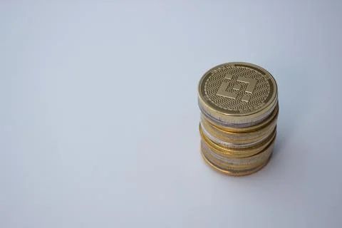 Stack of binance coins Stock Photos
