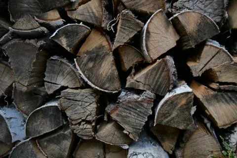 Stack of birch firewood Stock Photos