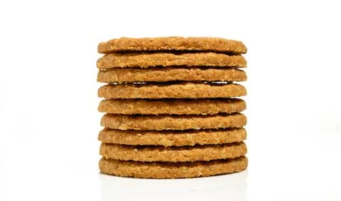 Stack of biscuit cookies stack isolated on white background Stock Photos