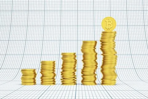 Stack of bitcoin coins Stock Illustration